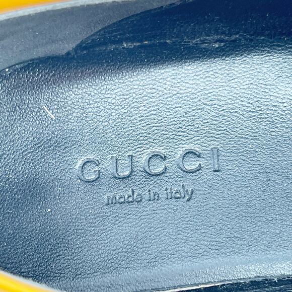 Gucci Yellow Orange Brixton Horsebit Leather Collapsible-heel Loafer EU sz 36.5 - Picture 9 of 12
